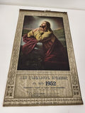 Calendrier mural ancien chrétien vintage années 1960 Pâques Jésus foi déco rétro