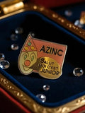 Pin's publicitaire AZINC vintage clown Junior années 90 badge rétro rare