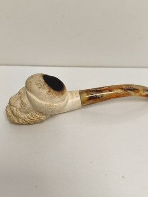 Pipe ancienne tête de fakir écume & ambre Antenophone sculptée vintage