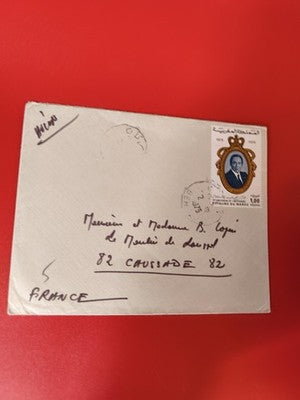 Ancienne lettre avec timbre oblitéré portrait, collection philatélie vintage