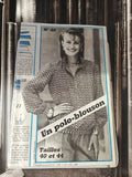 Patron couture vintage 1983 polo-blouson femme, tailles 40 44, rétro ancien