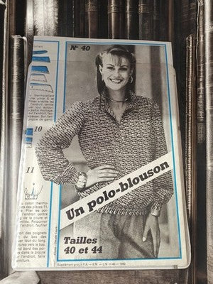 Patron couture vintage 1983 polo-blouson femme, tailles 40 44, rétro ancien