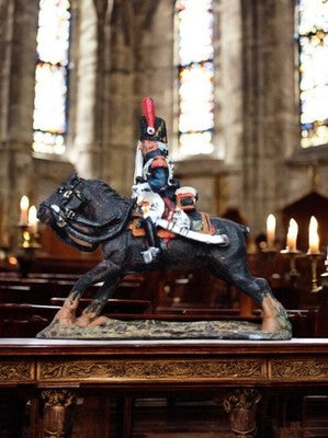 Figurine soldat napoléonien à cheval plomb peint main vintage
