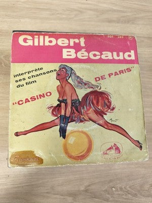 Vinyle 45T vintage Gilbert Bécaud Casino de Paris pochette illustrée ancien