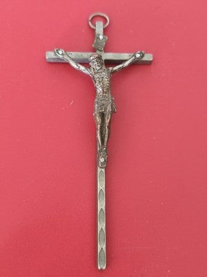 Croix catholique ancienne vintage, objet religieux rétro pour collectionneur déc