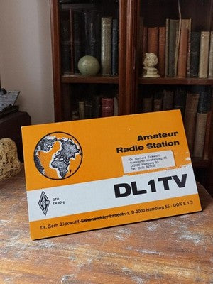 Carte QSL radio amateur DL1TV vintage orange Allemagne
