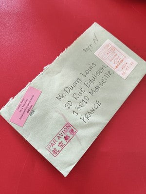 Ancienne enveloppe oblitérée Japon-France, timbres pour philatéliste collection
