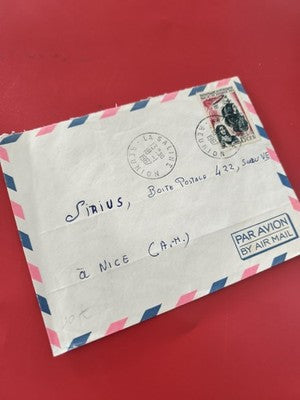 Ancienne enveloppe oblitérée Réunion 1961, timbre collection, Air Mail vintage