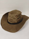 Chapeau militaire USA ancien toile kaki cuir, chapeau de campagne