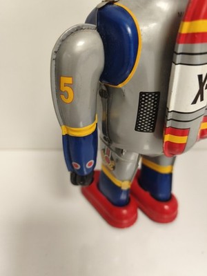 Robot mécanique tin toy MS 417 gris déco rétro, jouet tôle, Super Robot