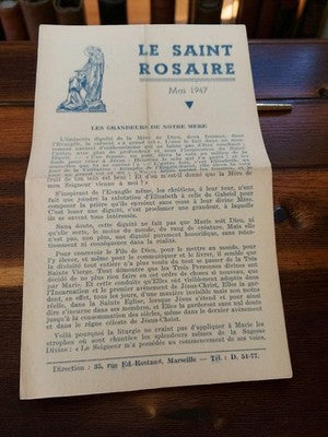 Livret religieux ancien Le Saint Rosaire mai 1947 vintage catholique Marseille