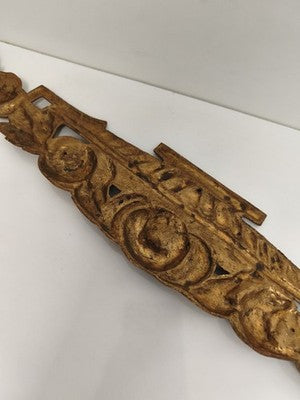 Ornement ancien en bronze doré décor floral rosace applique dessus porte