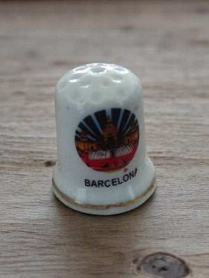 Dé à coudre souvenir Barcelone vintage, motif céramique, kit couture broderie