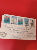 Ancienne lettre vintage timbrée Liban fleurs oblitérée philatélie collection