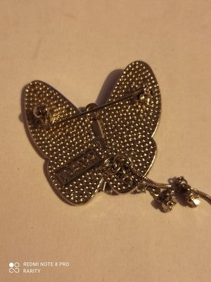 Vintage LDADPR black and gold butterfly brooch with rhinestones, elegant pendant