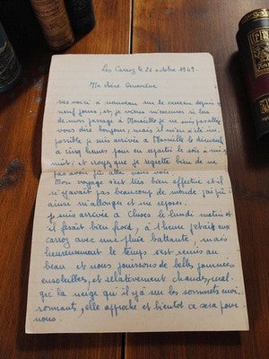 Lettre manuscrite ancienne 1949 bleue Les Carroz à Geneviève vintage WW2