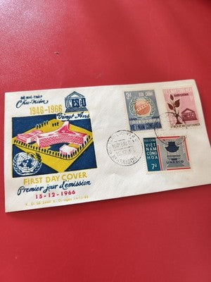 Vintage FDC Vietnam 1966 UNESCO 20 ans, enveloppe timbrée premier jour
