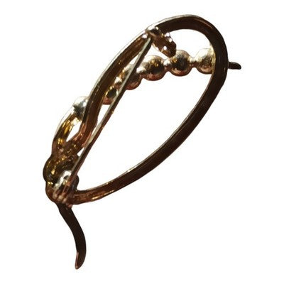Broche vintage dorée perles blanches style rétro élégant feuille