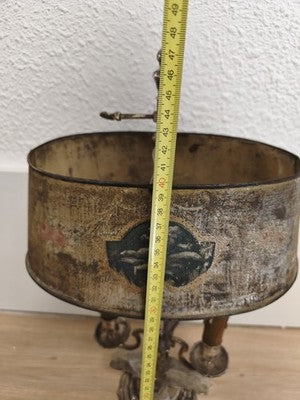 Lampe Napoléon III 1850 tôle peinte, deux lumières, chérubin