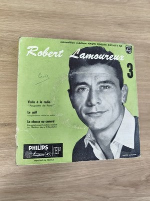 Vinyle 45T ancien Robert Lamoureux rétro, disque collection vintage en l'état