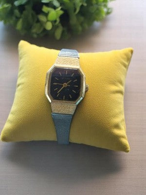 Montre femme vintage Sinzo mécanique, cadran noir, bracelet texturé rétro