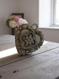 Vintage 1950s Metal Heart Pendant with Floral Relief Design Retro