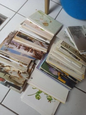 Lot cartes de vœux illustrées anciennes vintage rétro, collection neuves