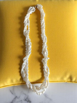 Collier perles de culture authentiques torsadé vintage, bijou femme élégant