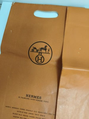 Sacs papier Hermès orange lot x2 cabas boutique Paris logo