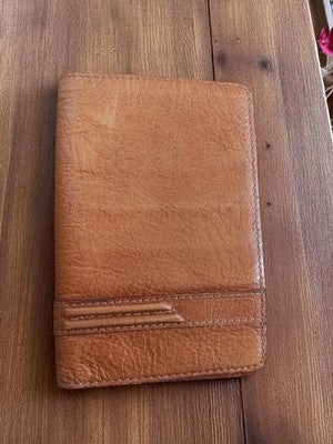 Portefeuille cuir vintage Ancienne marron, accessoire rétro homme femme