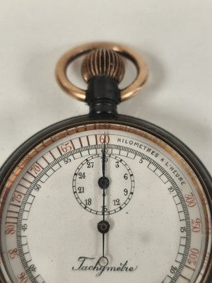 Ancien chronomètre tachymètre à main vintage, cadran blanc, collection