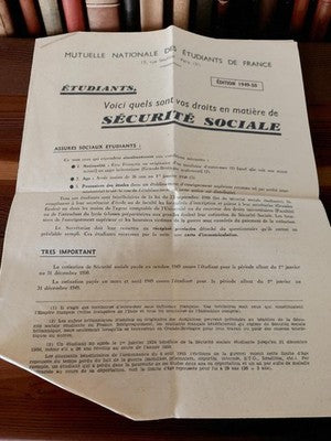Brochure ancienne étudiants sécurité sociale 1949-50 Mutuelle nationale rétro