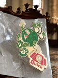 Pin's Quick vintage mascotte verte, badge ancien publicitaire années 90