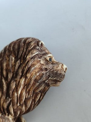 Ancien grand manche de canne zoomorphe bakélite décor sculpté monture laiton