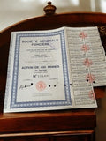 Action au porteur Société Générale Foncière 100 francs vintage années 1920
