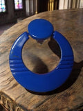 Boucle d’oreille vintage bleu années 70, clip rond, pièce unique rétro