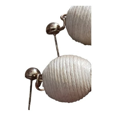 Boucles d’oreilles pendantes asiatiques, perles tressées blanc doré, style tradi