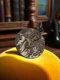 Médaille religieuse vintage métal SANCTA MARTHA, pendentif ancien patiné