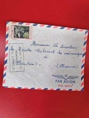 Ancienne lettre vintage Par Avion avec timbre AOF banane oblitéré collection