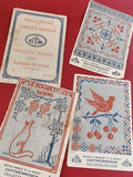 Rare lot vintage cartes broderie Cartier-Bresson, motifs chat oiseau raisin