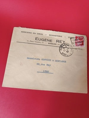 Ancienne lettre vintage timbre oblitéré Aubagne Lyon philatélie collection