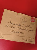 Ancienne lettre vintage 1949 timbre oblitéré France, collection philatélie