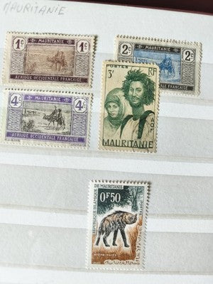Lot anciens timbres Mauritanie vintage Afrique Occidentale Française animaux por