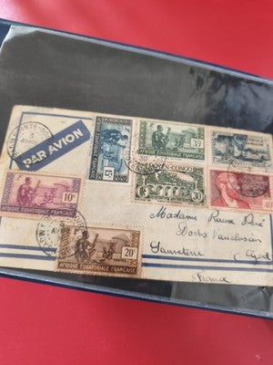 Ancienne enveloppe oblitérée Afrique Équatoriale Française timbres collection