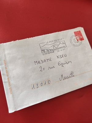 Ancienne enveloppe oblitérée 1997 Le Puy-en-Velay timbre rouge philatélie France