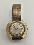 Montre homme Timex Electric vintage dorée, dateur, bracelet extensible ancien
