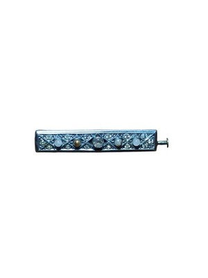 Broche barre vintage strass étincelants motif géométrique, style rétro ancien