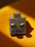 Boucles d’oreilles boules acier inox, style rétro vintage, neuves