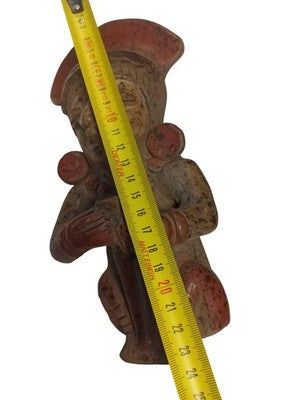 Statuette mexicaine ancienne reproduction vintage décor tribal col rouge