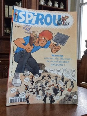 Magazine Spirou n°3372 ancien – Couverture Mondialisation – Vintage collector